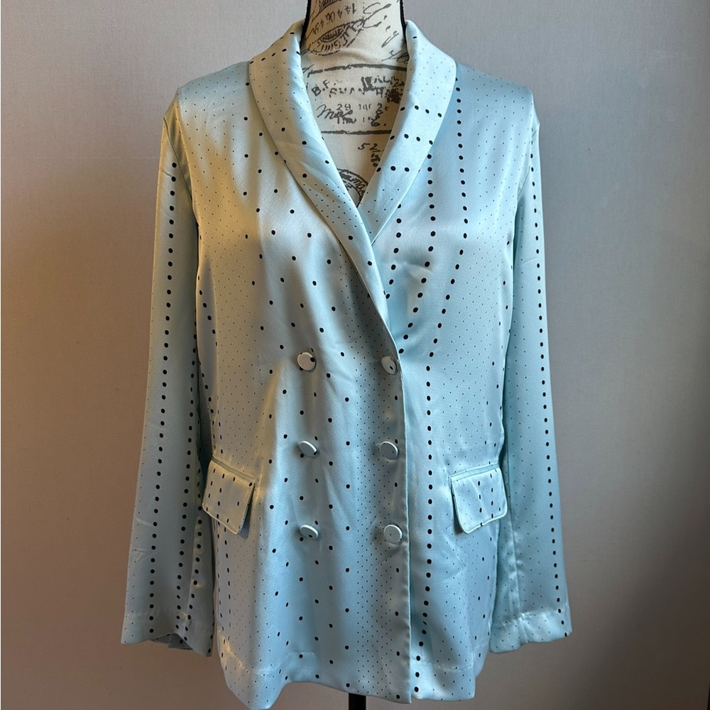 Victoria's Secret Blue Blouse with Black Dots